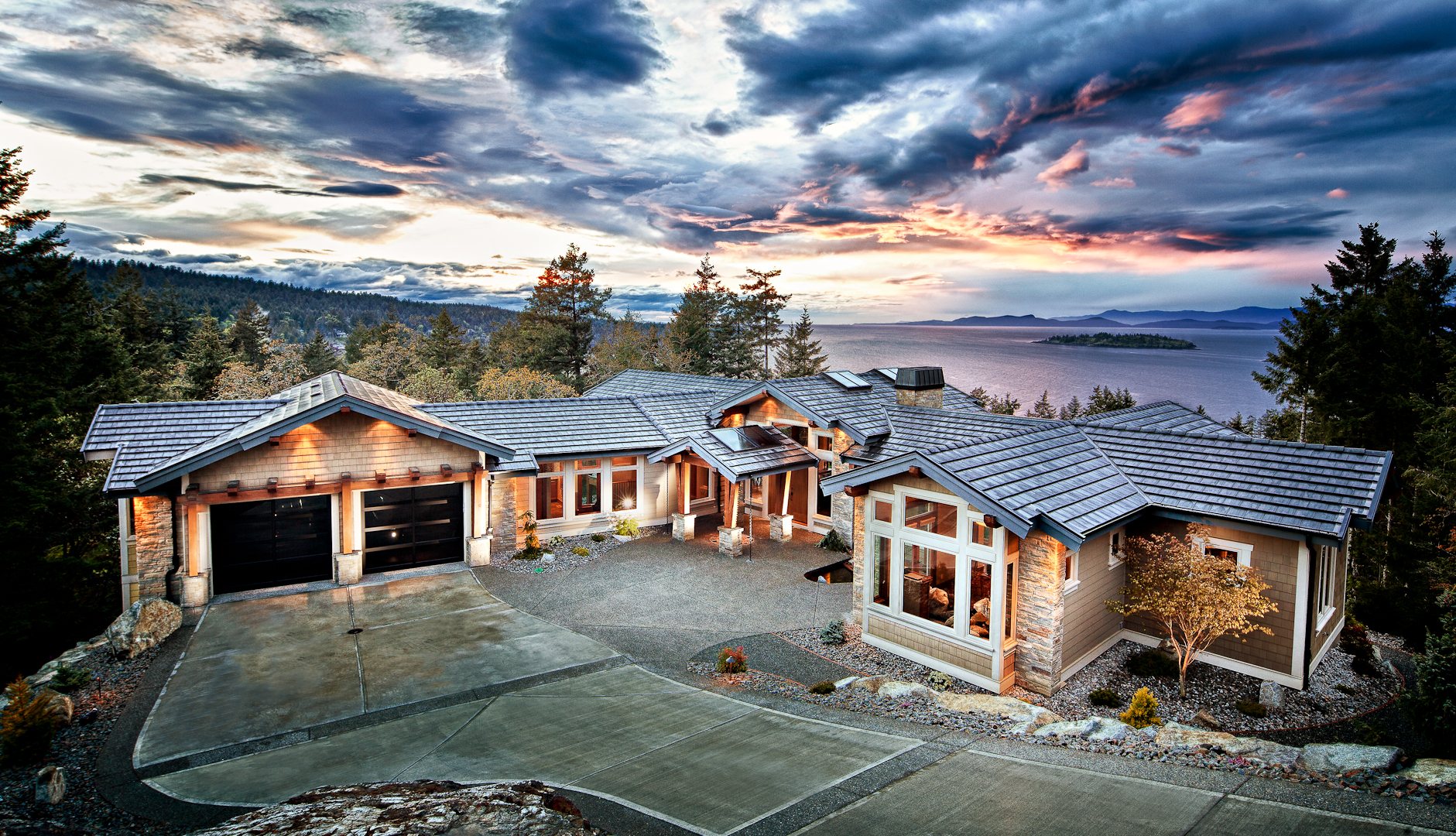 Custom home overlooking the water