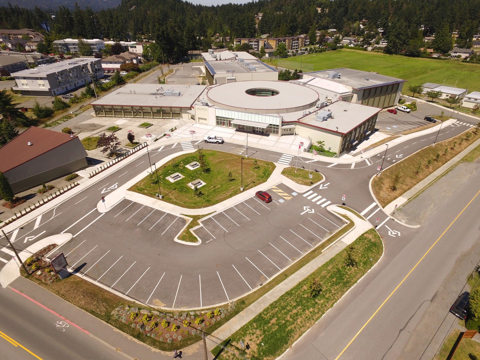 Aerial view of Wellington Secondary School civil works