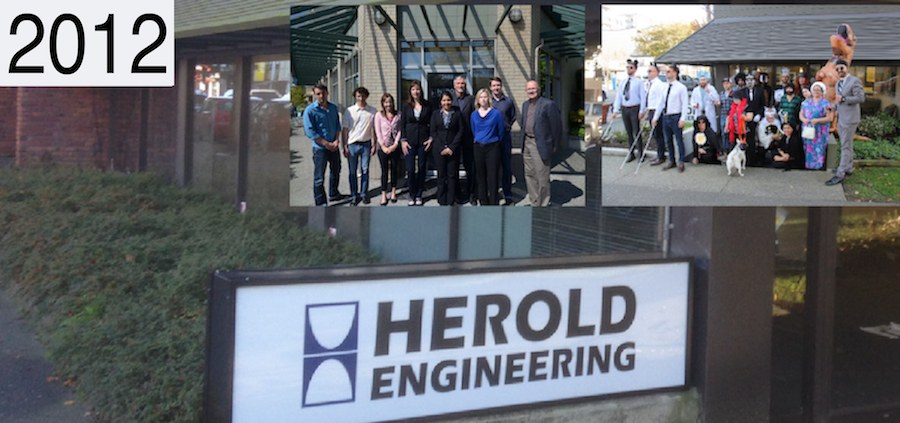 The Victoria office team and sign, 2012